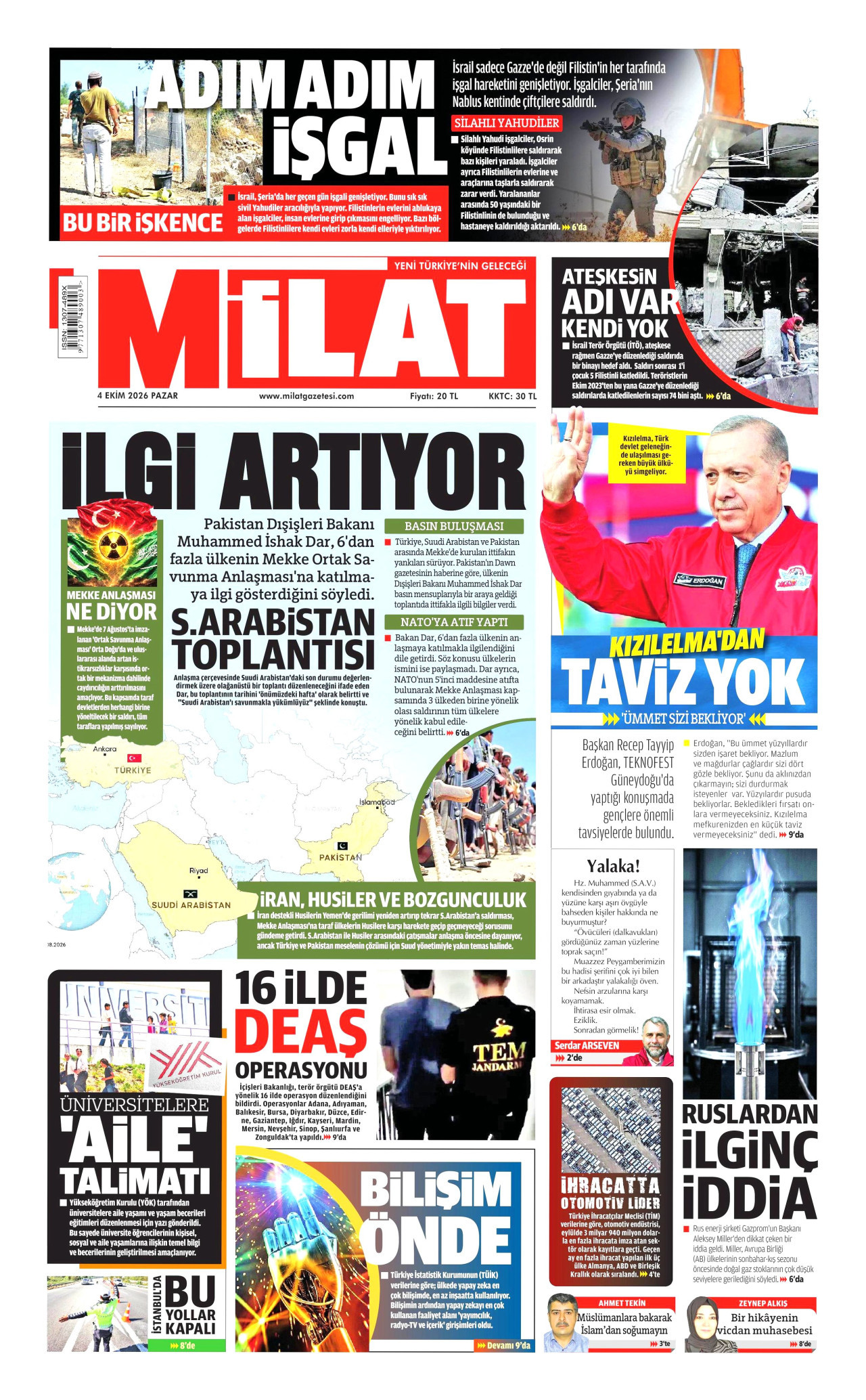 Milat Gazetesi gazetesi manşeti